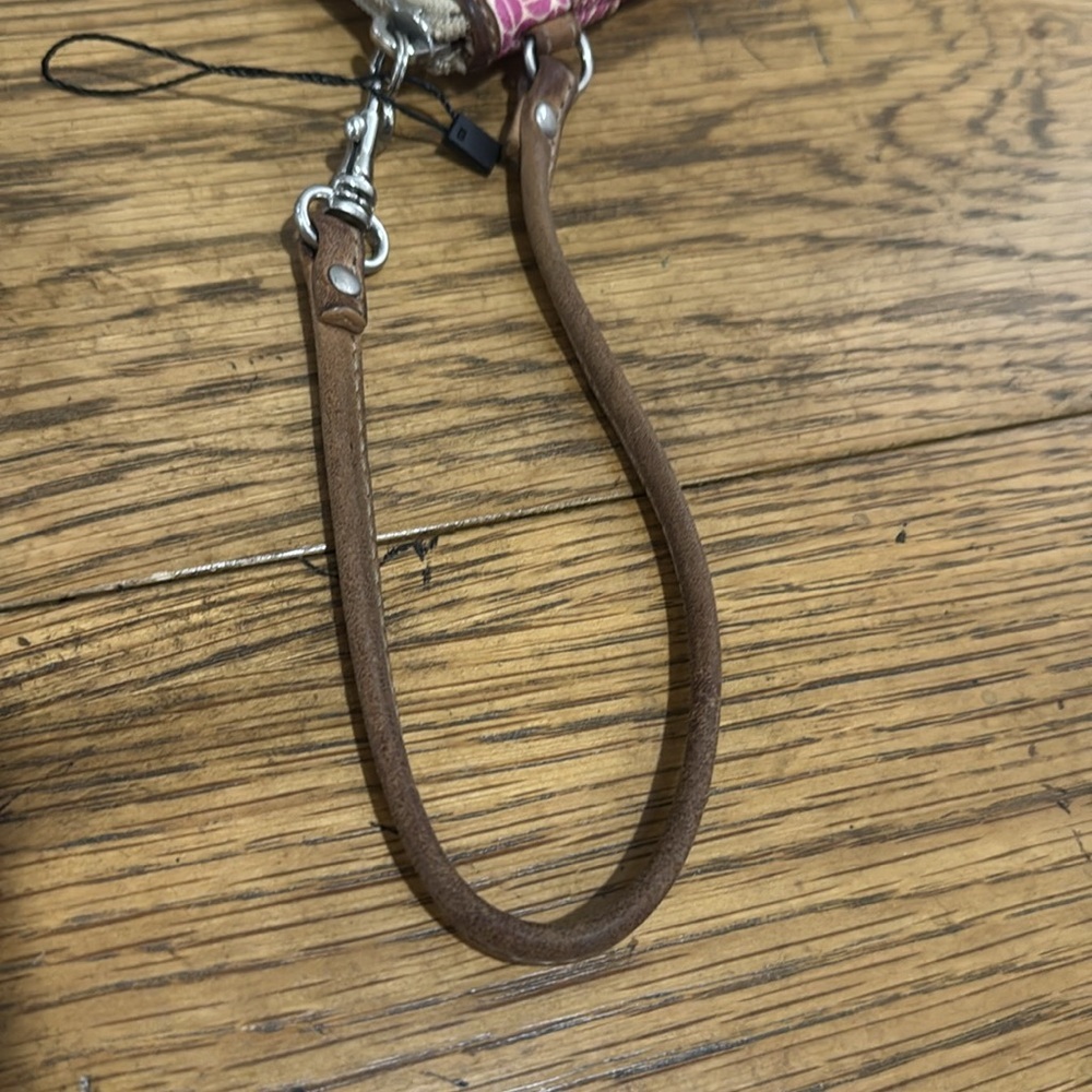 Fossil Key Per Pink Zip Wristlet Wallet Coated Canvas Leather Trim - Picture 6 of 7